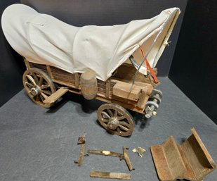 Vintage Handmade Covered Wagon Model Conestoga Wooden Wagon Western Decor