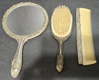Vintage Or Antique Silver-plated Vanity Set