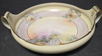 Vintage Royal Rudolstadt Prussia Hand-painted Porcelain Bowl Or Plate With Handles