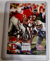 Denver Broncos Signed Terrell Davis Football Card