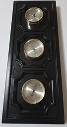 Vintage Wood Springfield Weather Station Featuring A Thermometer, Barometer, And Humidity Gauge