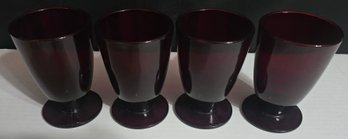 Vintage Anchor Hocking Royal Ruby Red Footed Iced Tea Glasses
