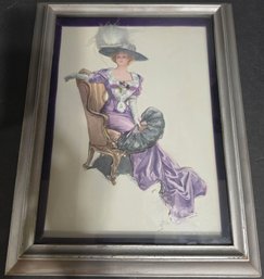 Vintage-style Framed Art Print Featuring A Gibson Girl Illustration By Artist Harrison Fisher