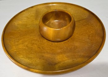 Vintage-style Wooden Chip And Dip Serving Platter