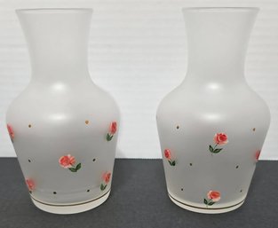 Vintage Hand-painted Glass Bedside Carafe Tumblers
