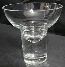 Vintage Kronos Poland Crystal Art Glass Candle Holder Or Rose Bowl