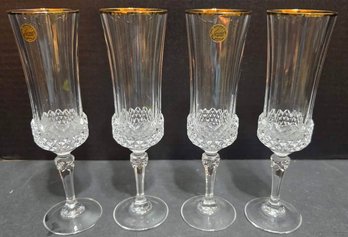 Vintage Cristal D'Arques-Durand Champagne Flutes In The Iconic Longchamp Pattern