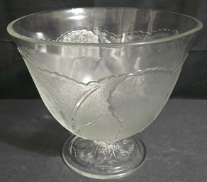 Vintage Indiana Glass Pebble Leaf Punch Bowl