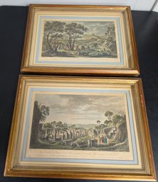 Appears To Be Antique/Vintage Hand-colored Engravings Depicting Scenes Of Ruins In Italy