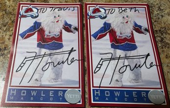 Autographed Postcards Featuring Howler, The Mascot For The Colorado Avalanche Hockey Team