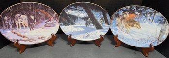 Three Oval Collector Plates From 'The Trackers' Series Within The 'Winter Shadows' Collection