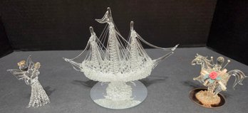 Collection Of Vintage Spun Glass Figurine