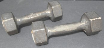 Pair Of Solid Cast Iron Hex Dumbbells