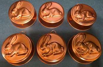 Set Of Vintage Miniature Aluminum Jelly Or Cake Molds Shaped Like Rabbits