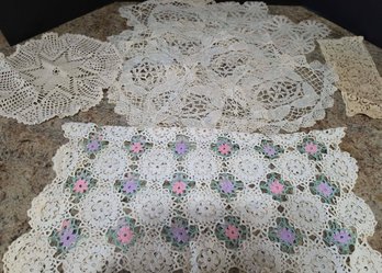 Collection Of Handmade Vintage Crochet Doilies