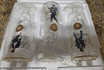 ELVIS PRESLEY 8 1/2' Tall Pilsner Glass Collection 3 Glasses