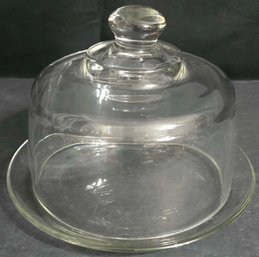 Clear Glass Covered Cheese Server Or Dessert Dome