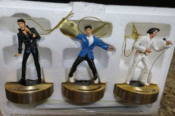 Set Of Vintage Elvis Presley 'Solid Gold' Musical Ornaments From The Bradford Exchange