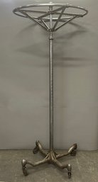 Vintage Round Chrome Clothing Rack On Wheels