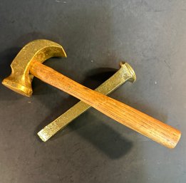 Ceremonial Hammer And Nail W/ Gold Finish