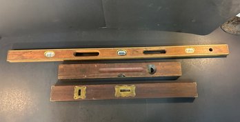 Antique Brass Clad Wooden Levels