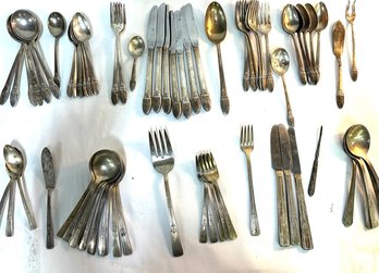 Mixed Group Of Silver Plate Flatware Wm Rogers