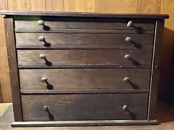 Antique Lockside Five Drawer Sewing Or Tool Chest