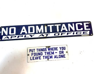 Two Vintage Enamel Signs