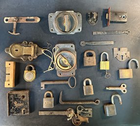 Group Of Vintage Locks, Keys, & Parts