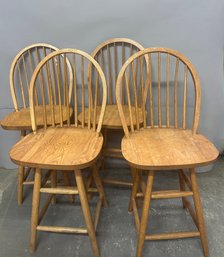 Four Oak Swivel Bar Stools
