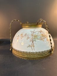 Antique Floral Decorated Shade Brass Mounts