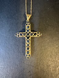 Sapphire & Ruby 18K Gold Cross Reversable