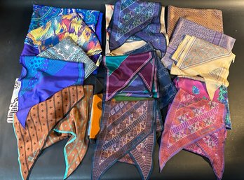 Group Of Vintage Silk Scarfs