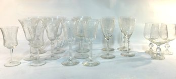 Group Of Cut Glass Stems