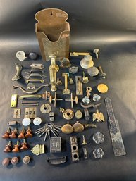 Group Of Antique Hardware, Pulls, Keys, Match Safe, Etc.