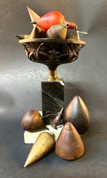 Marble Stand, Antique Tops W/ Plumb Bobs