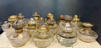 Group Of Antique Glass Oil Lamps