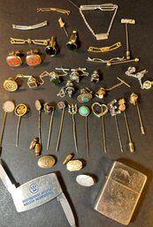 Vintage Stickpins, Lighter, Mens Jewelry Accessories