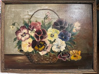 Charming Vintage Painting Of Pansies