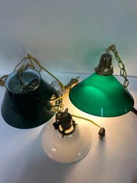 Three Antique Glass Shades