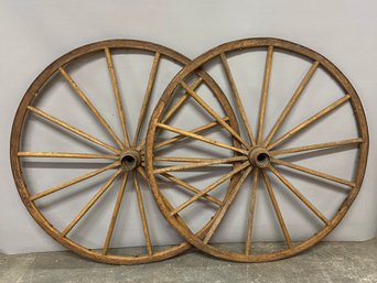 Pair Of Antique Wagon Wheels 39 Inches