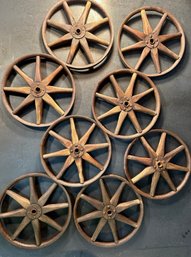 Group Of Antique Wood And Iron Wheels