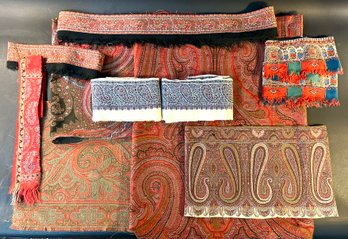 Group Of Wool Paisly Trim & Pieces