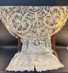 Antique Lace And Open Work Cotton Table Coverings