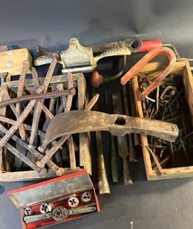 Early Hand Made Nails, Stanley Scraper W/ Other Misc Tools