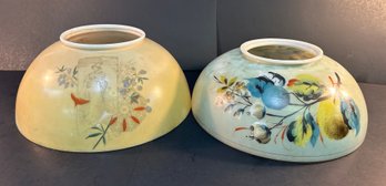 Two Antique Hand Painted Shades