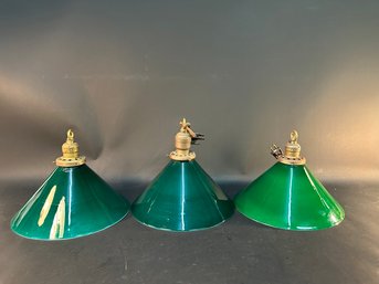 Three Antique Emeralite Shades
