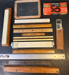 Chalkboard W/ Collections Of Rules & Pens