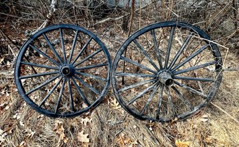 Antique Pair Of Wagon Wheels Approx. 32 Inches