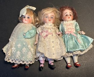Nicely Dressed Vintage Miniature Bisque Dolls